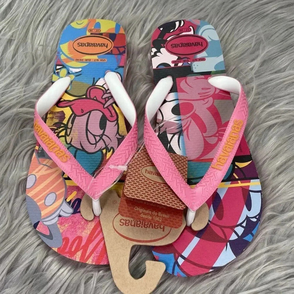 Havaianas Disney Minnie Mouse & Daisy Flip Flops Womens Size 6/7 Sandals New - Picture 1 of 6